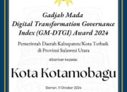 Pemkot Kotamobagu Raih GM-DTGI Award 2024 sebagai Terbaik Se-Sulut dalam Transformasi Digital